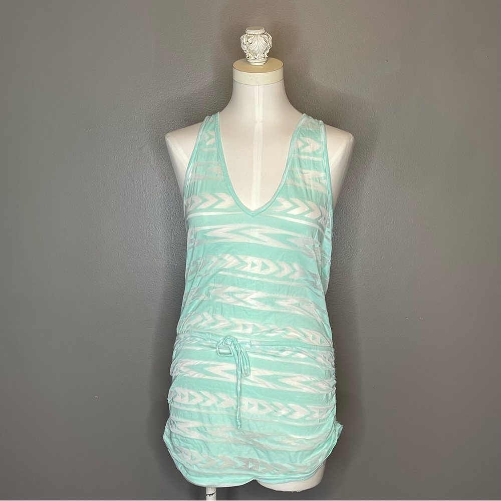 Arizona Jean Company Sheer Tribal Aztec Mint Swim Coverup Dress Juniors Medium